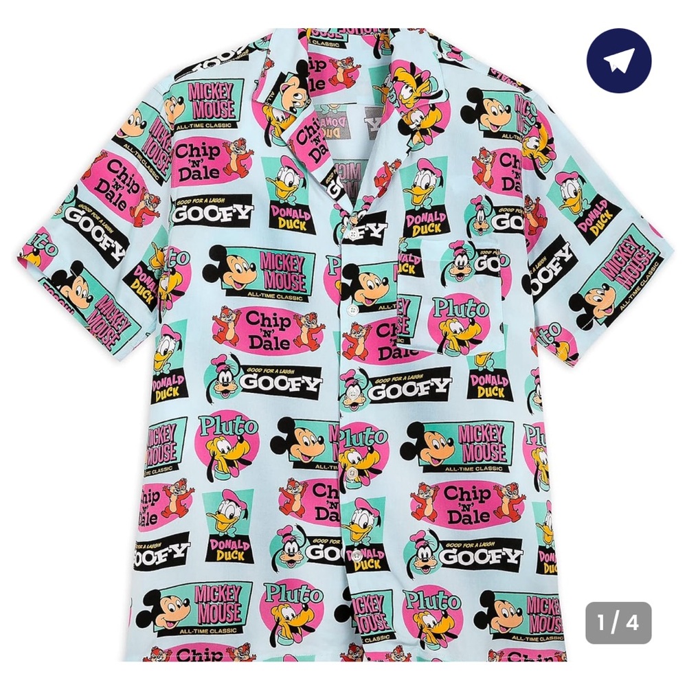 Disney Men's Short Sleeve Tee - Blue with Multicolor Characters